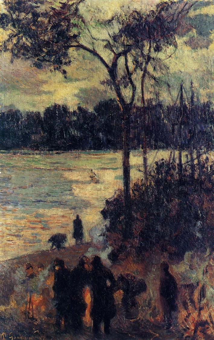 Fire by the Water - Paul Gauguin Painting